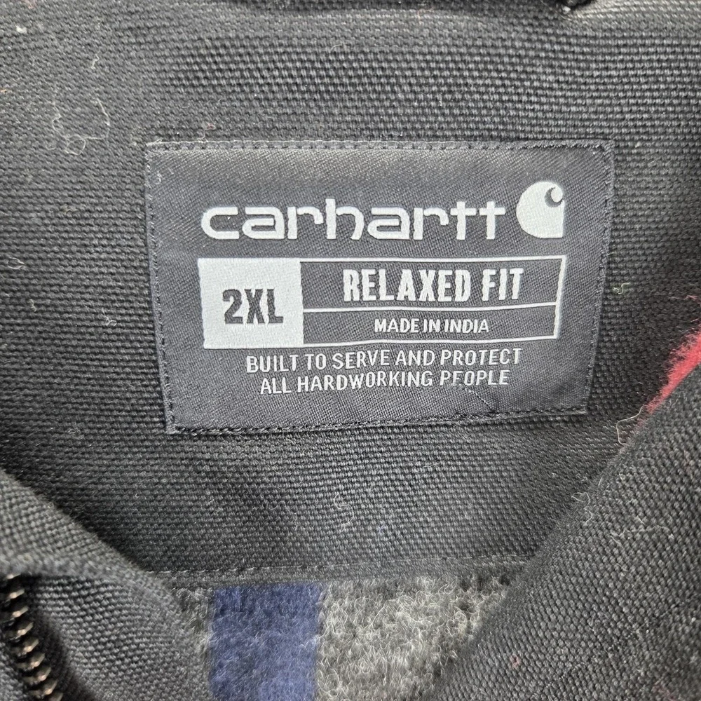 Carhartt Detroit Jacket Mens 2XL Black Canvas Blanket‎ Lined Full Zip New